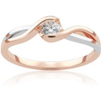 Twisted Vine 0,13 ct Pierścionek zaręczynowy z różowego i białego złota z brylantem